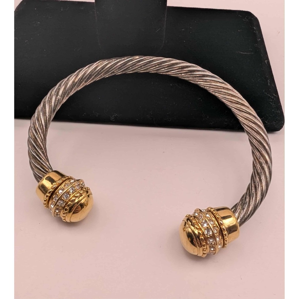 Mixed Metal Rope Cuff Bracelet‎ With Gold Toned Accents